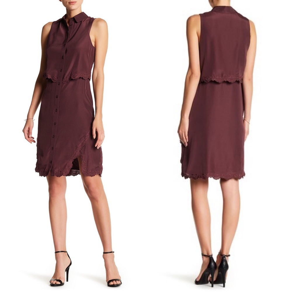 NWOT Parker Burgundy Overlay Shirt Dress